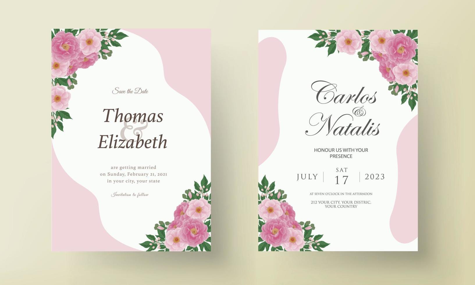 tarjeta de diseño floral de invitación de boda de lujo. concepto de adorno de boda. cartel floral, invitación. tarjeta de felicitación decorativa vectorial o fondo de diseño de invitación. vector