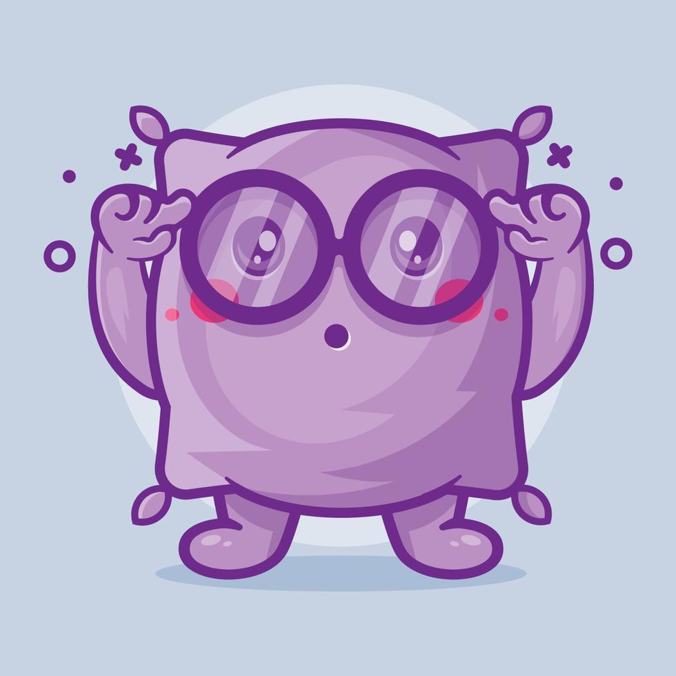 mascota de personaje de almohada genio con expresión de pensamiento dibujos animados aislados en diseño de estilo plano vector