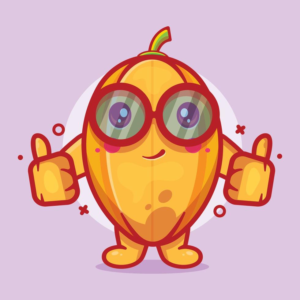 funny star fruit character mascot with thumb up hand gesture isolated cartoon in flat style design vector