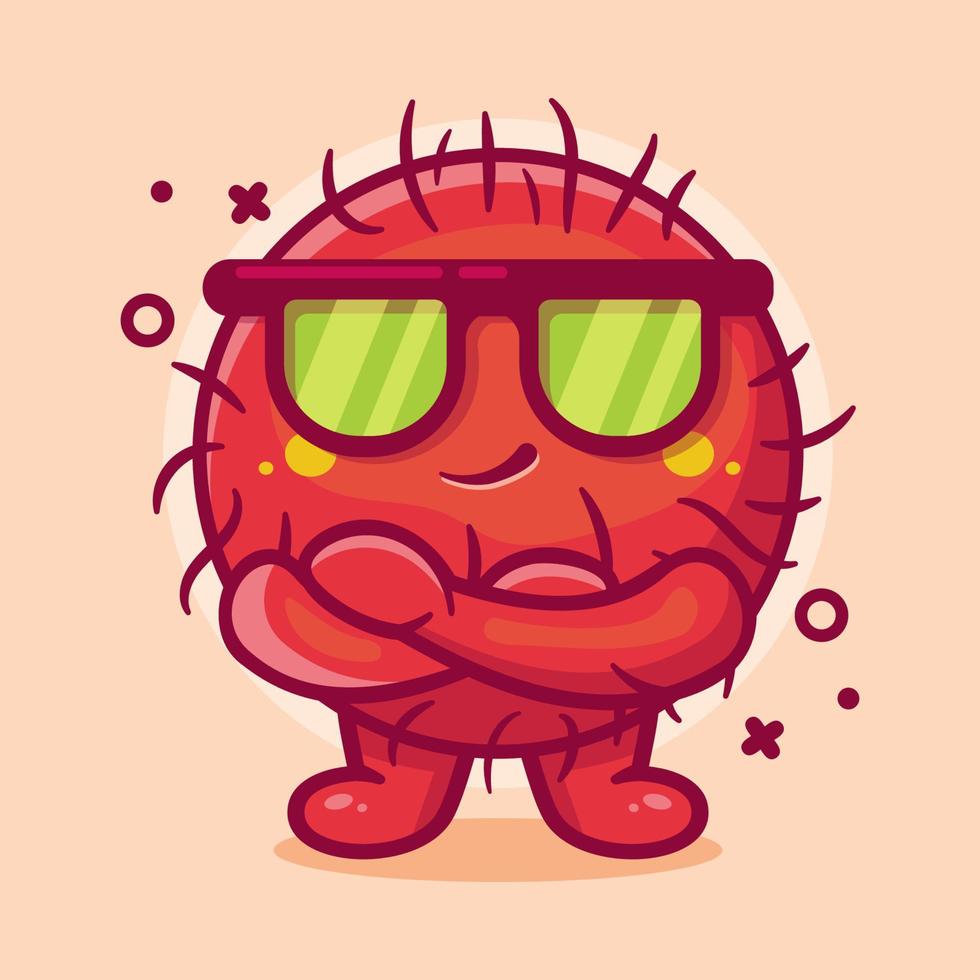 linda mascota de personaje de fruta de rambután con expresión fresca dibujos animados aislados en diseño de estilo plano vector