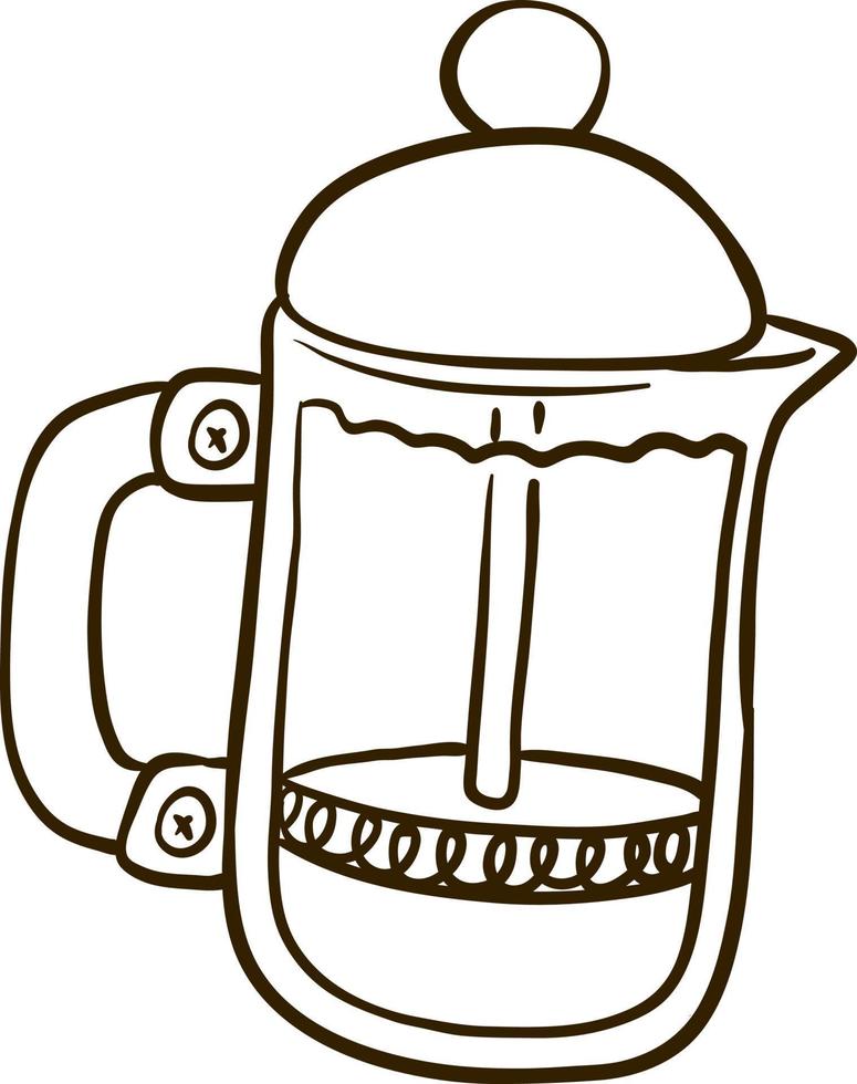 Teapot hand drawn line icon. vector