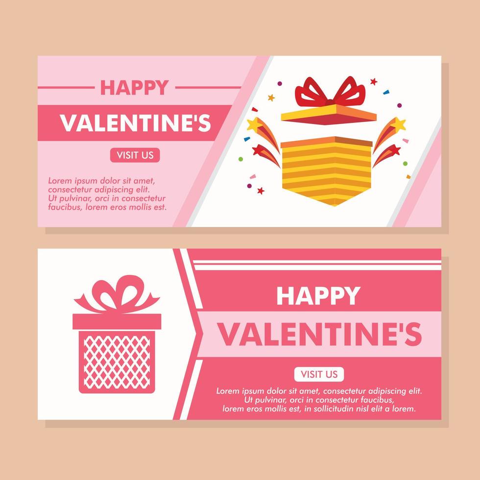 Valentine's day web banners with photo background Vector template