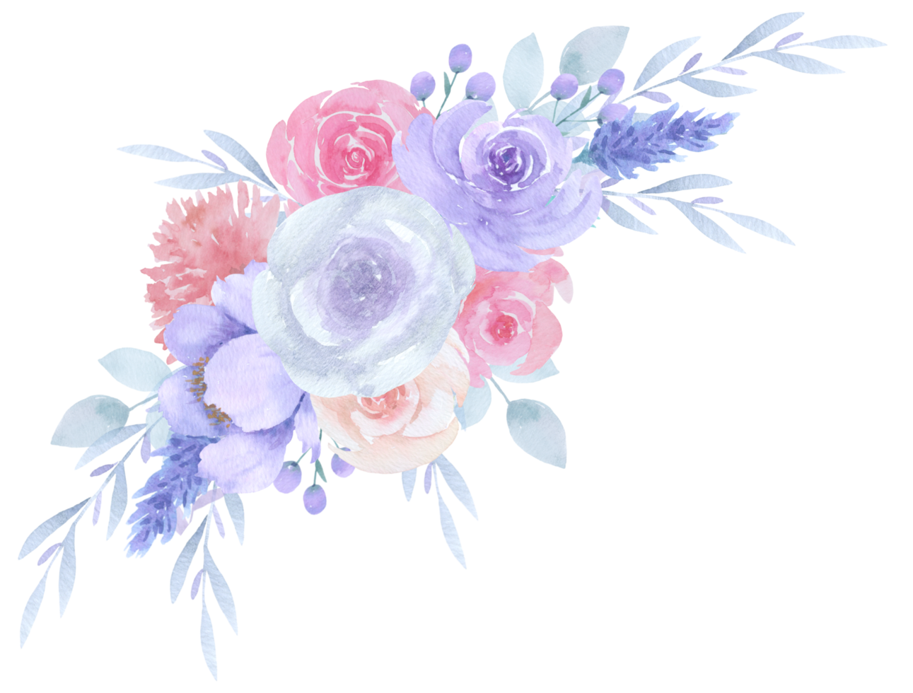 acquerello di bouquet di fiori rosa png