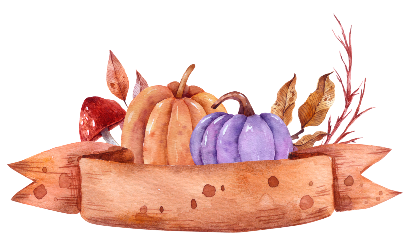 Autumn watercolor composition, Thanksgiving day png