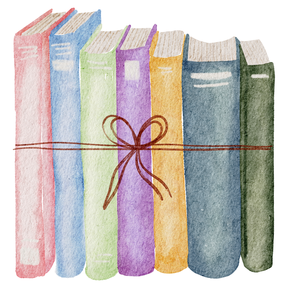 Book hand paint watercolor, Vintage element png