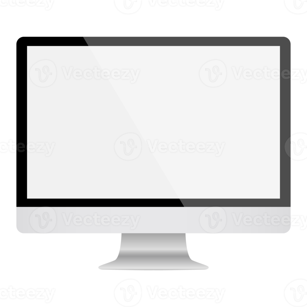 Computer display with blank white screen. png