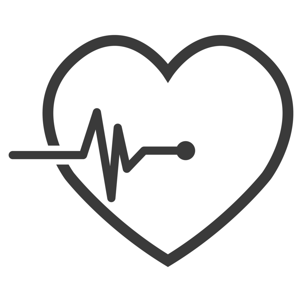 Herz- und Herzschlagsymbol auf reflektierender Oberfläche png