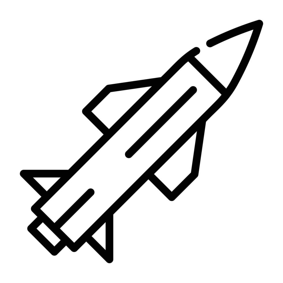 Fighter jet flight for military wars, line icon vector