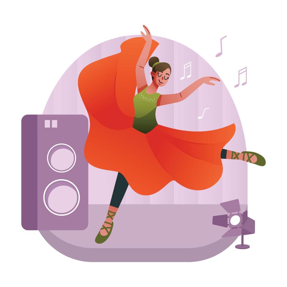 A Ballerina Show Her Ballet on the Stage vector