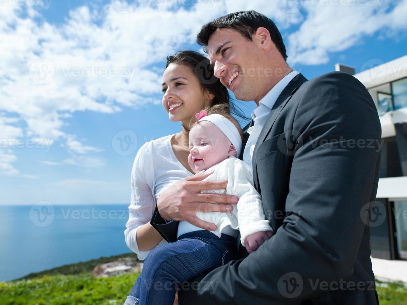 happy young family at home photo