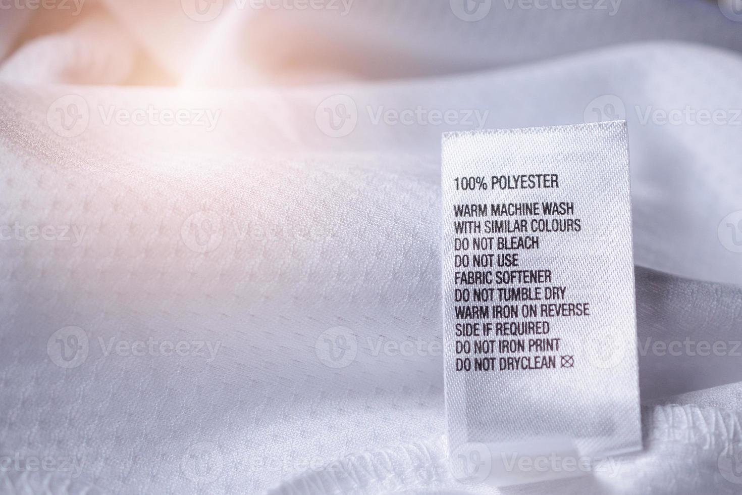 Polyester fabric Clothing label with laundry instructions photo