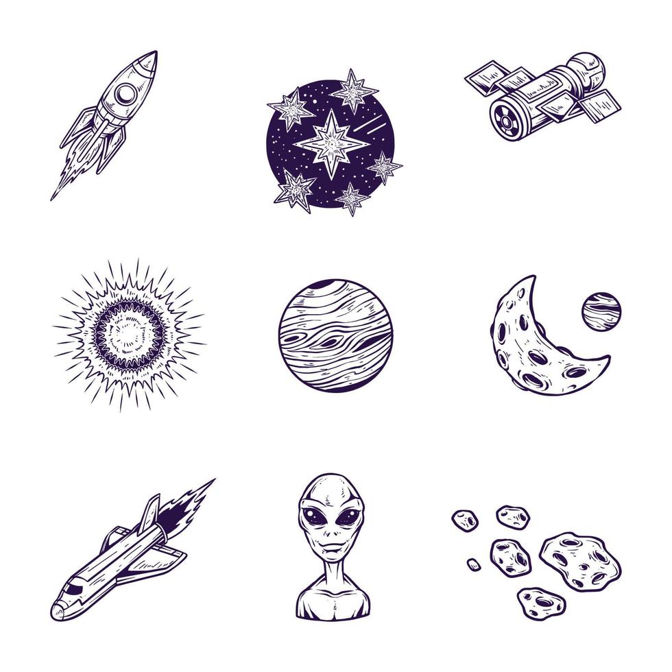 Minimalist Tattoo With Outerspace Theme vector