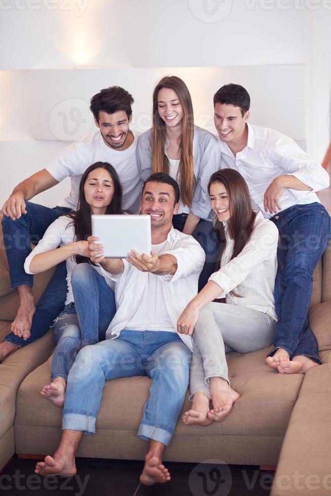 group of friends taking selfie photo