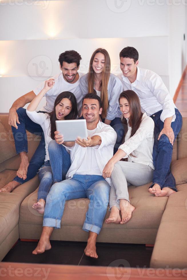 group of friends taking selfie photo