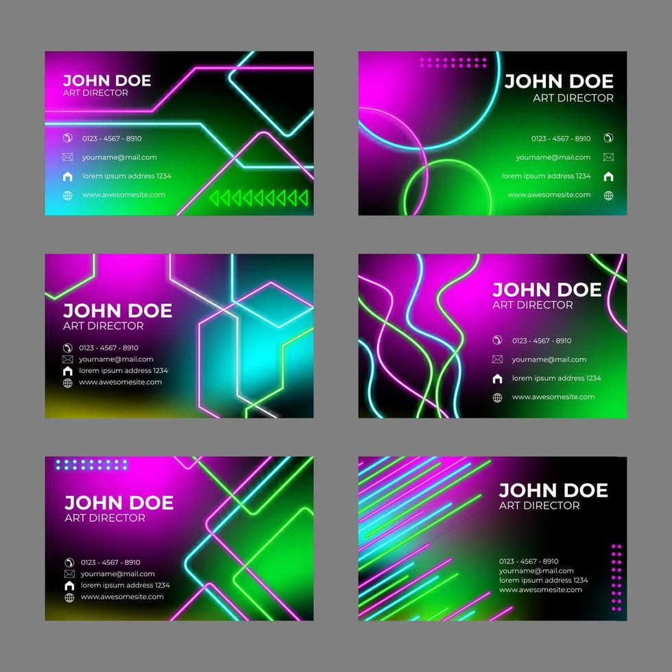 Modern Neon Business Card Template vector