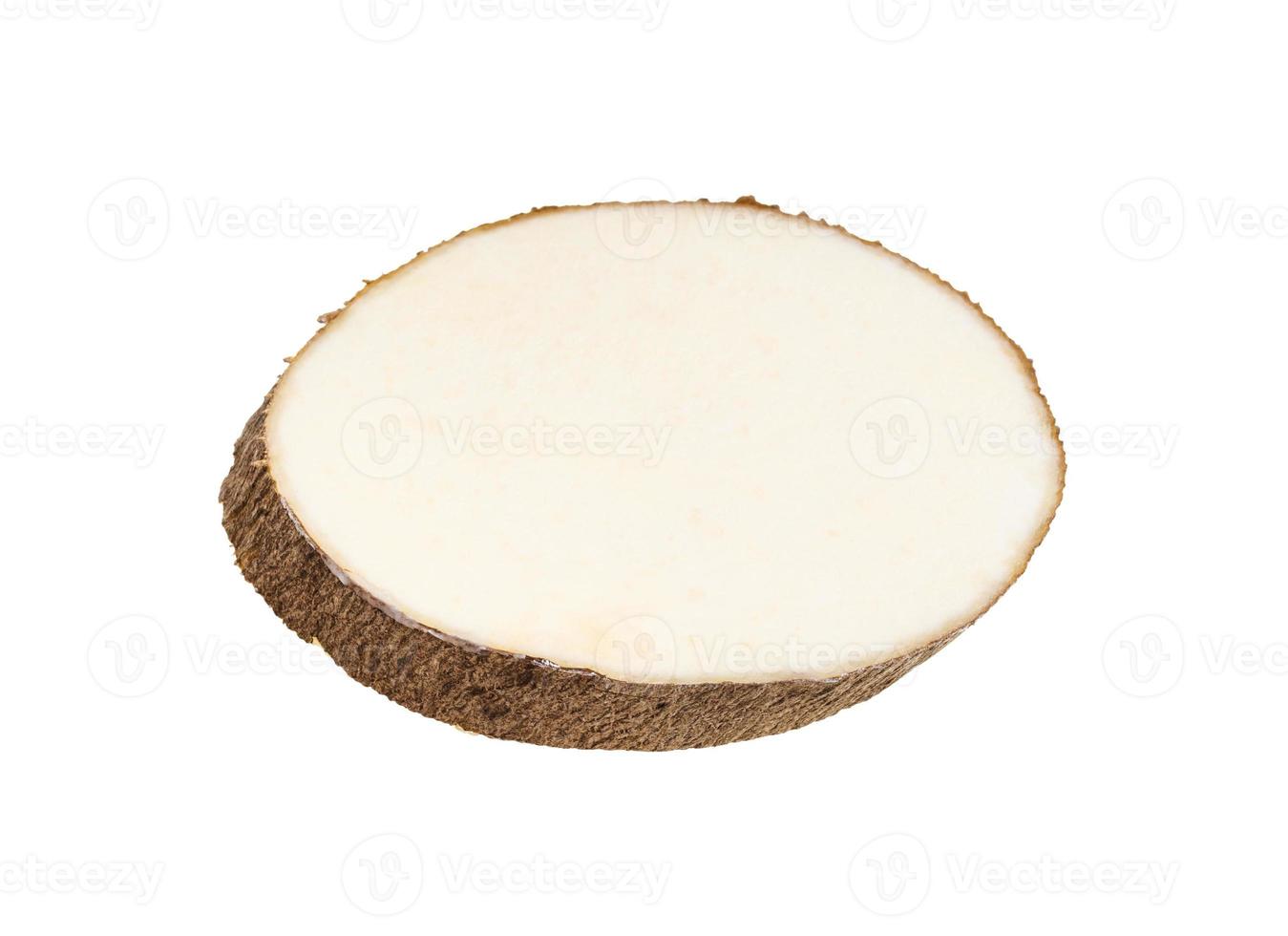 slice of african yam isolated on white photo