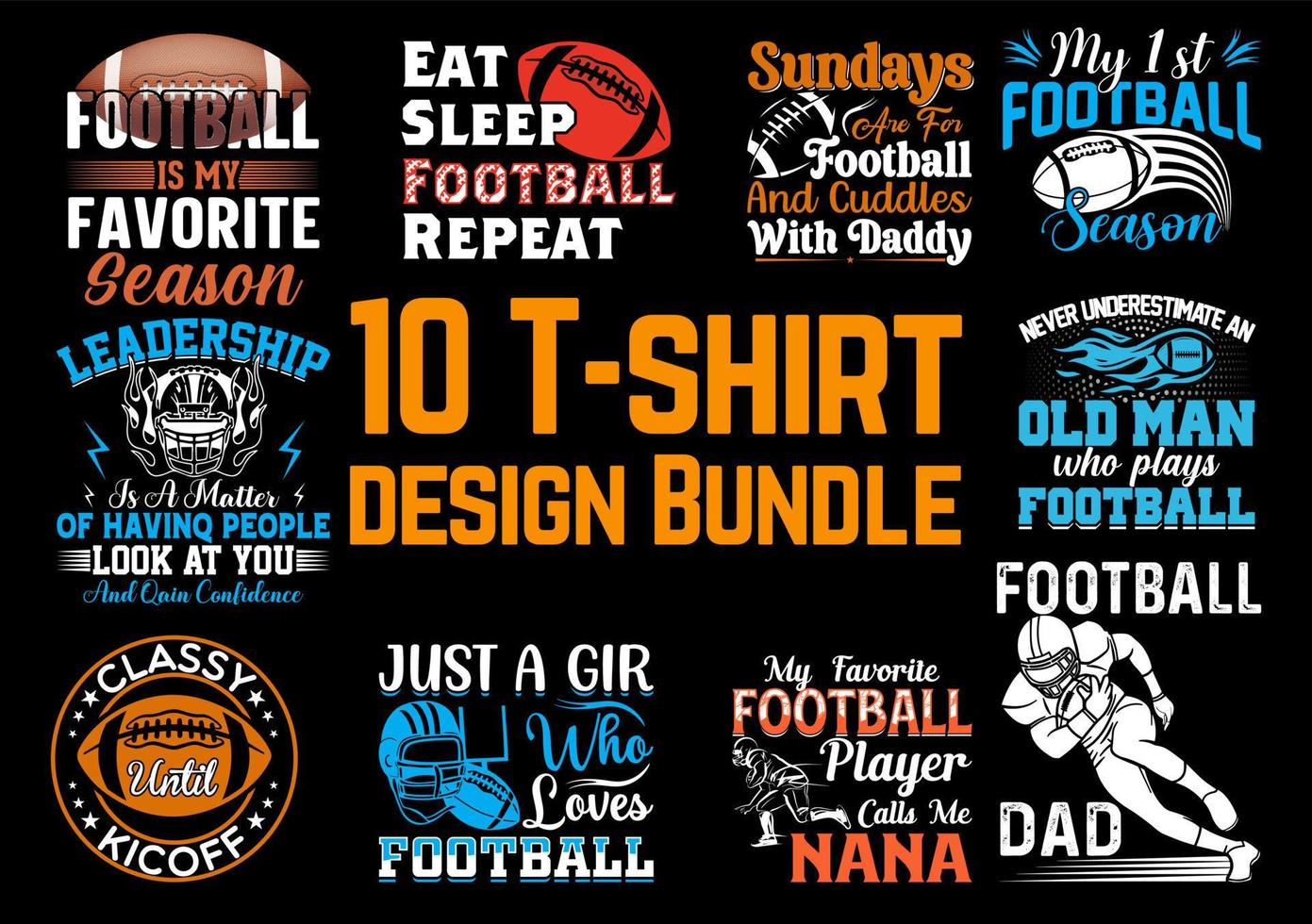 American football t shirt design  bundle versatileT-Shirt vector