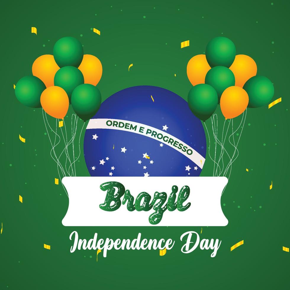 7 de septiembre ilustración del día de la independencia de brasil con fondo de bandera nacional vector