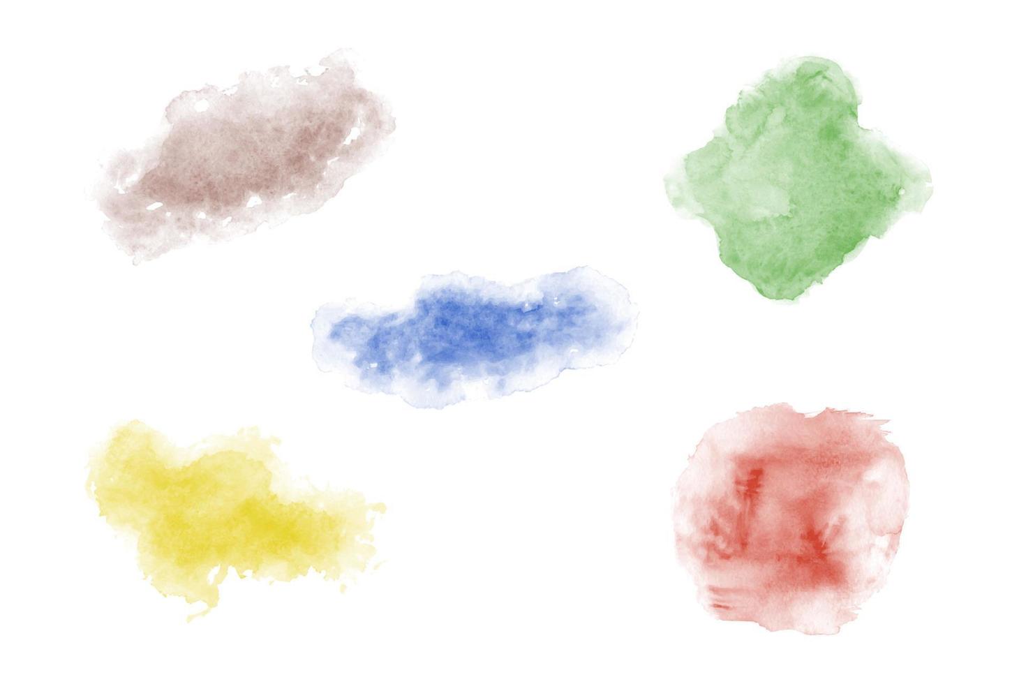 Set of 5 watercolor brush smears, vector template.