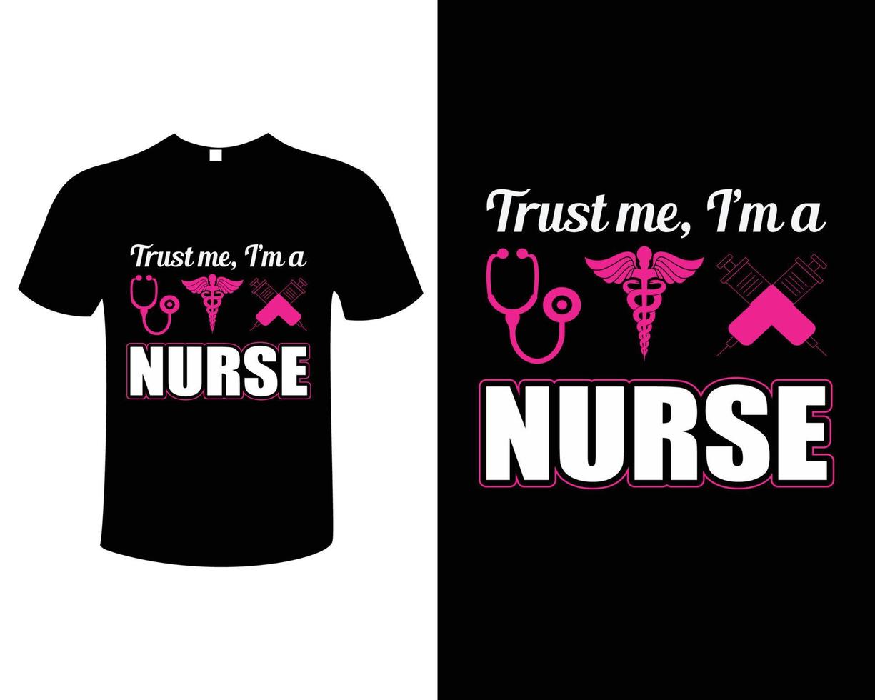 plantilla de ilustración de vector de diseño de camiseta de enfermera
