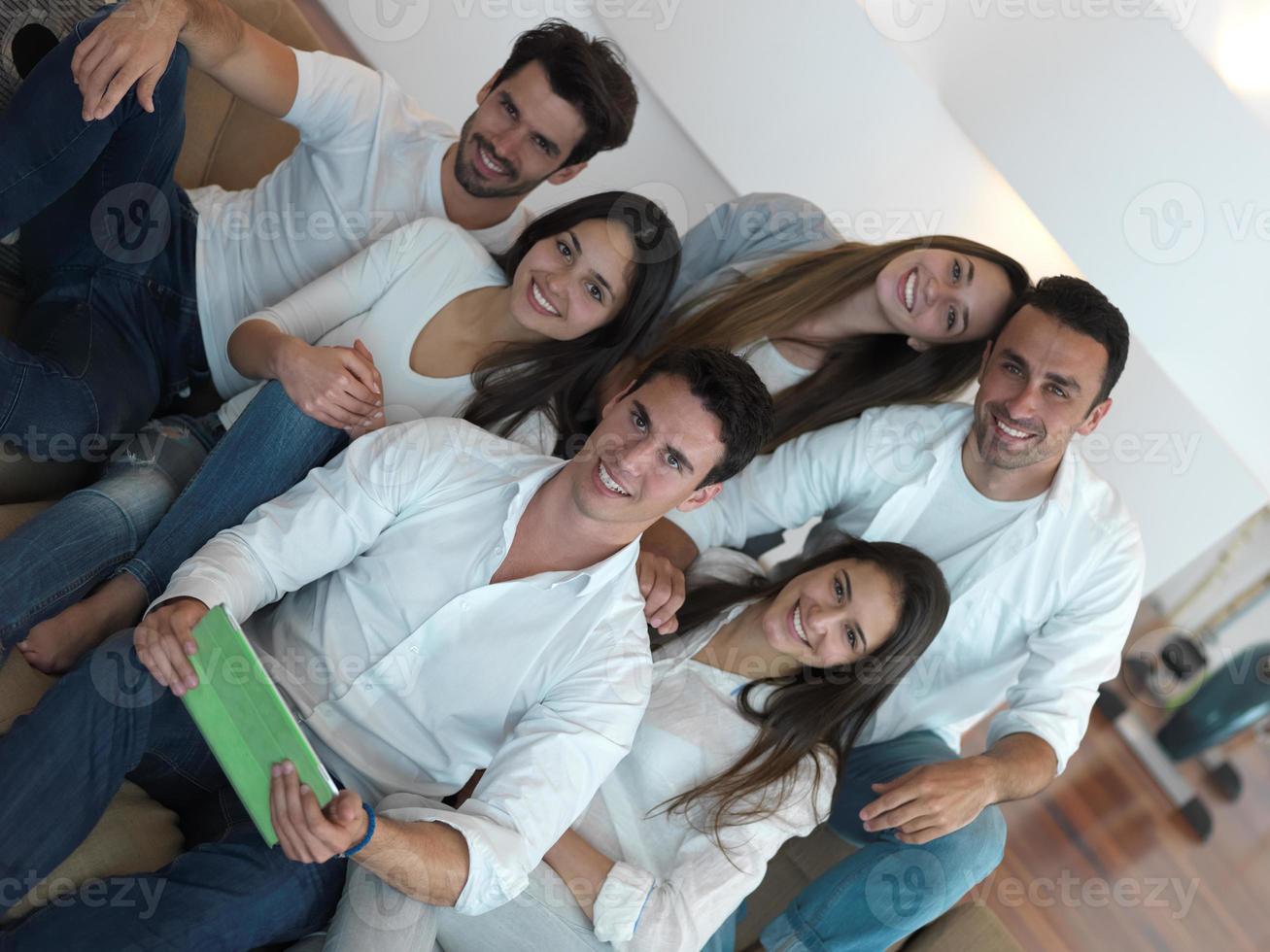 group of friends taking selfie photo