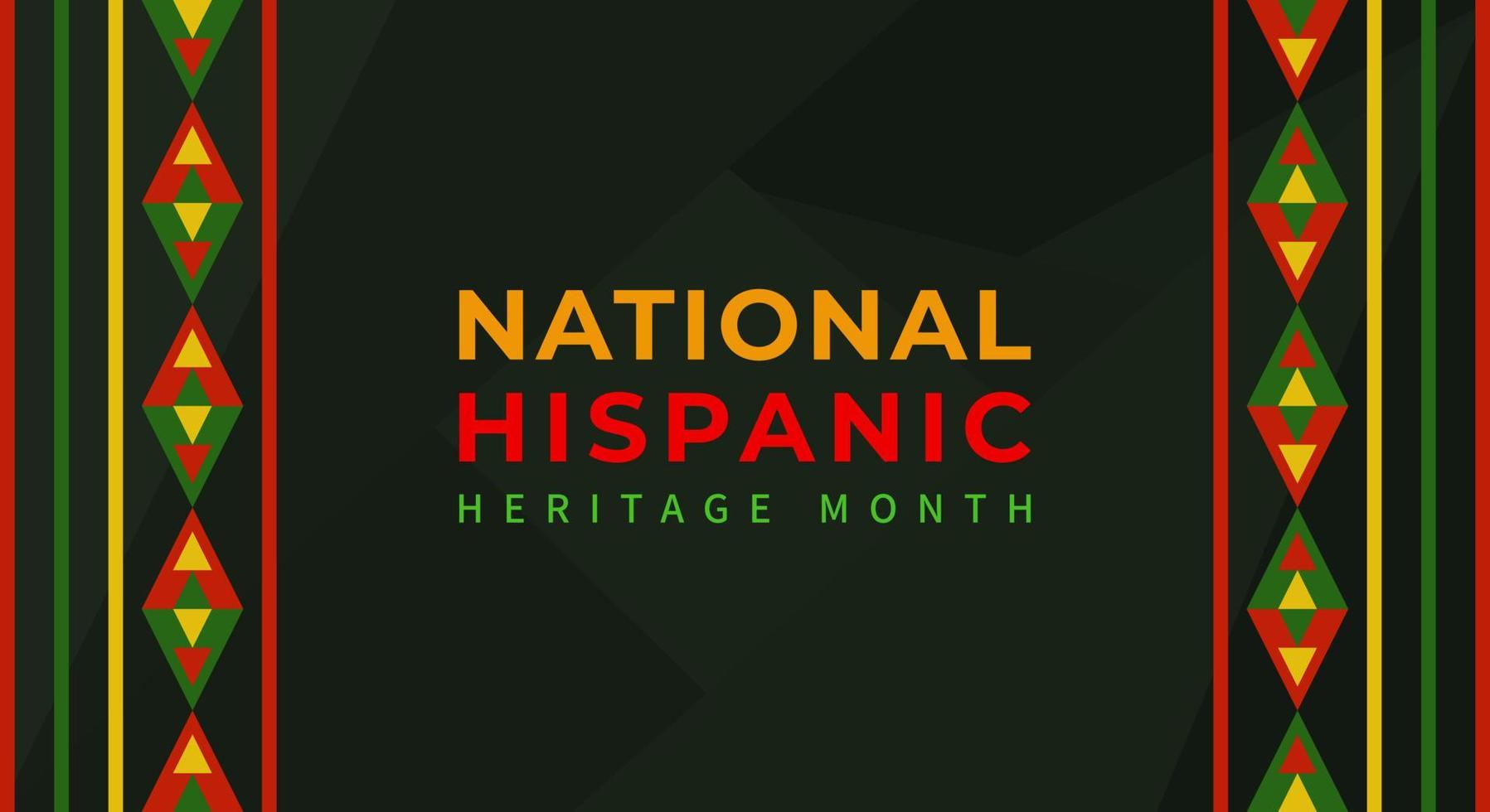 Hispanic heritage month. Abstract floral ornament background design, retro style with text, geometry vector