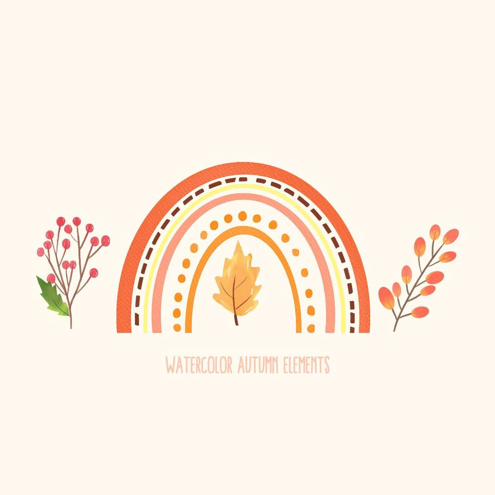 Watercolor autumn celebration elements watercolor vector illustration