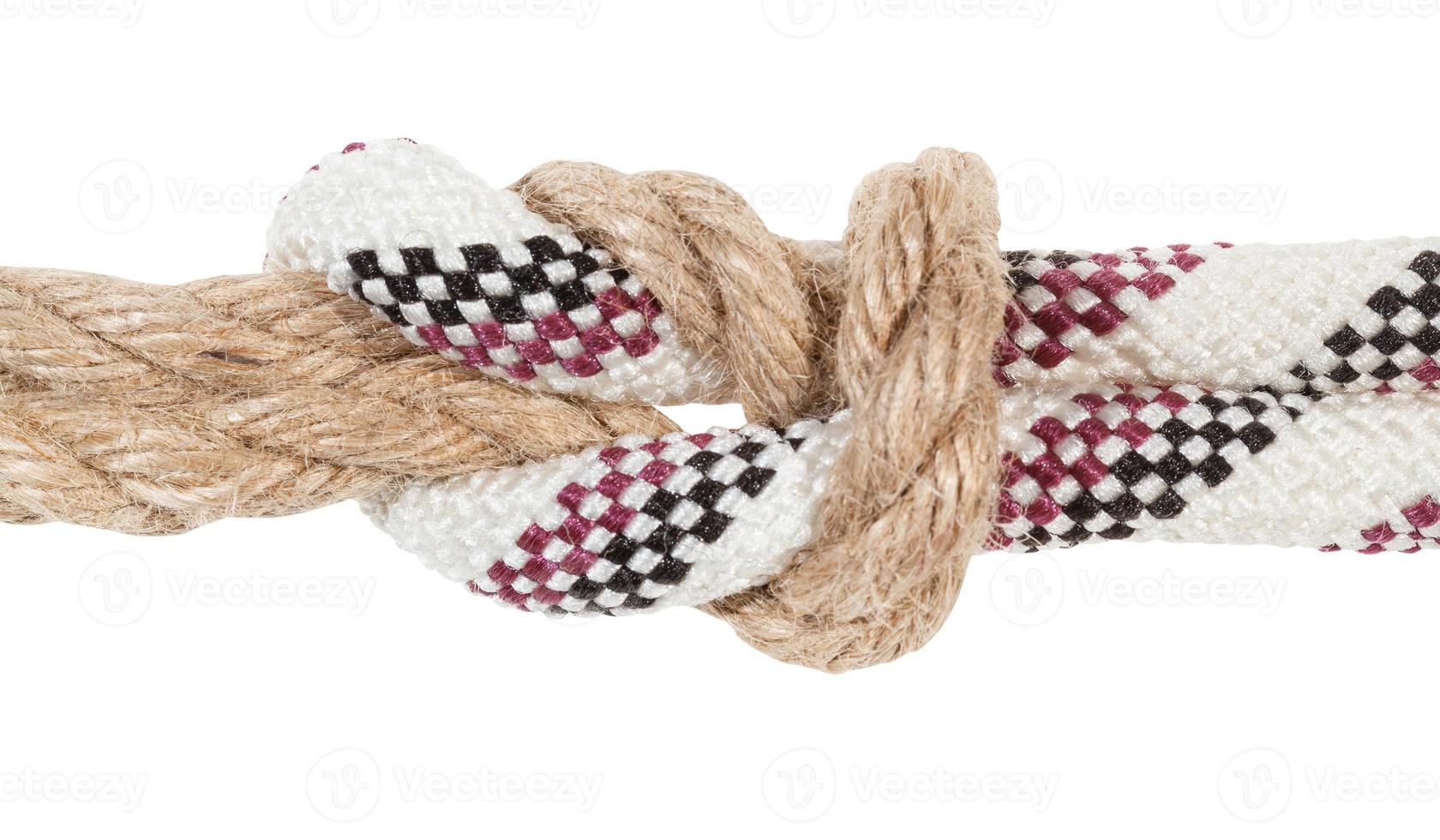 surgeon's knot joining different ropes close up 10832410 Stock Photo at