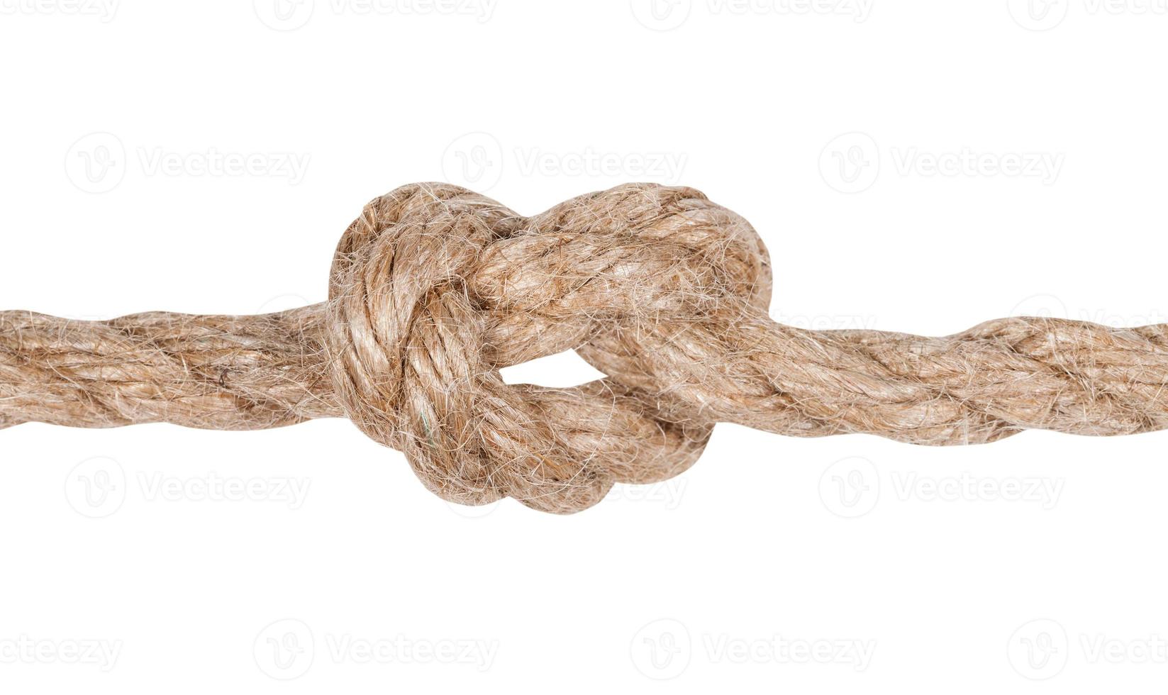 another side of Overhand knot tied on jute rope photo