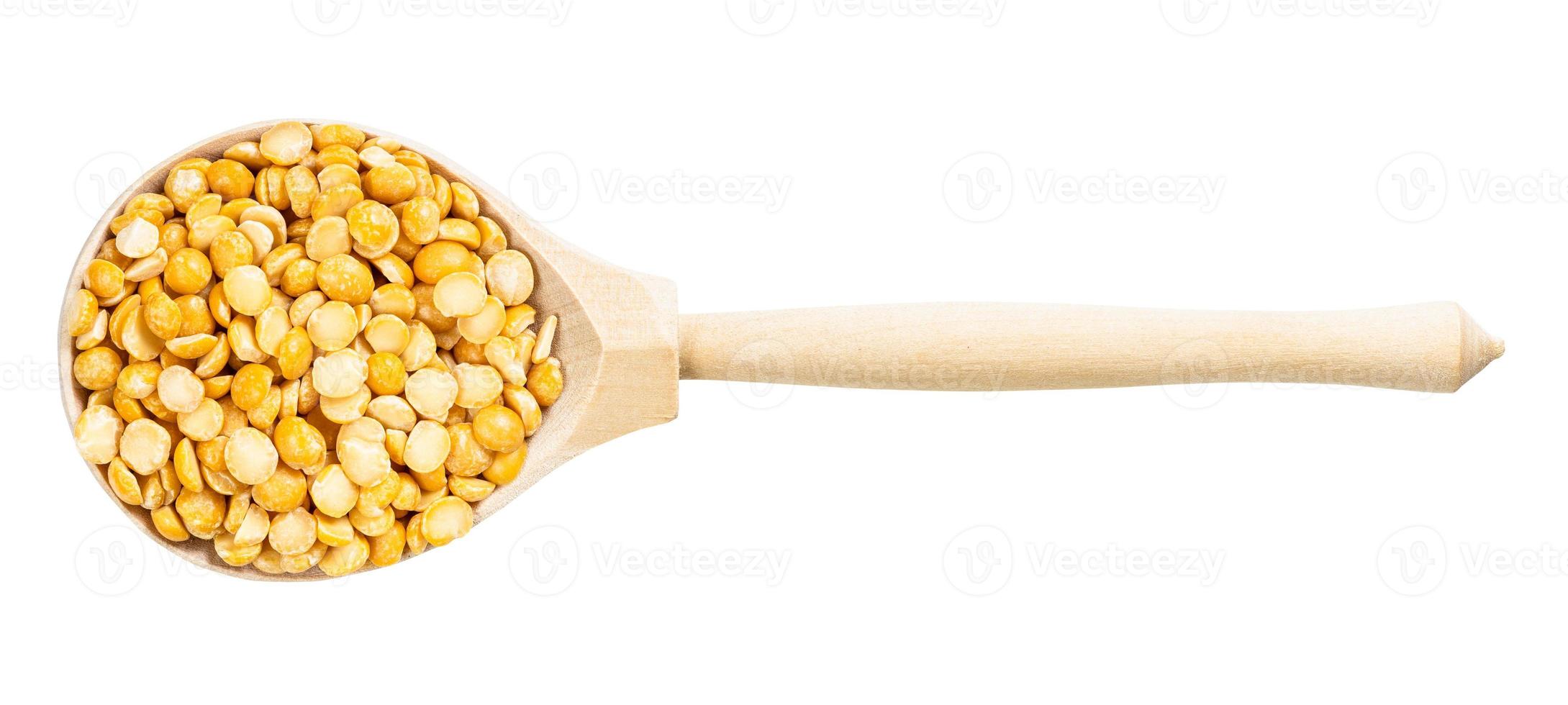 top view of spoon with dried split yellow peas photo