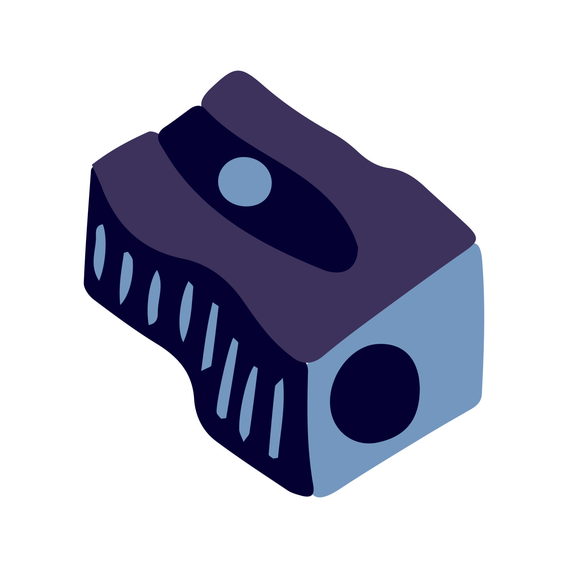 Vector hand drawn sharpener illustration. Doodle blue sharpener