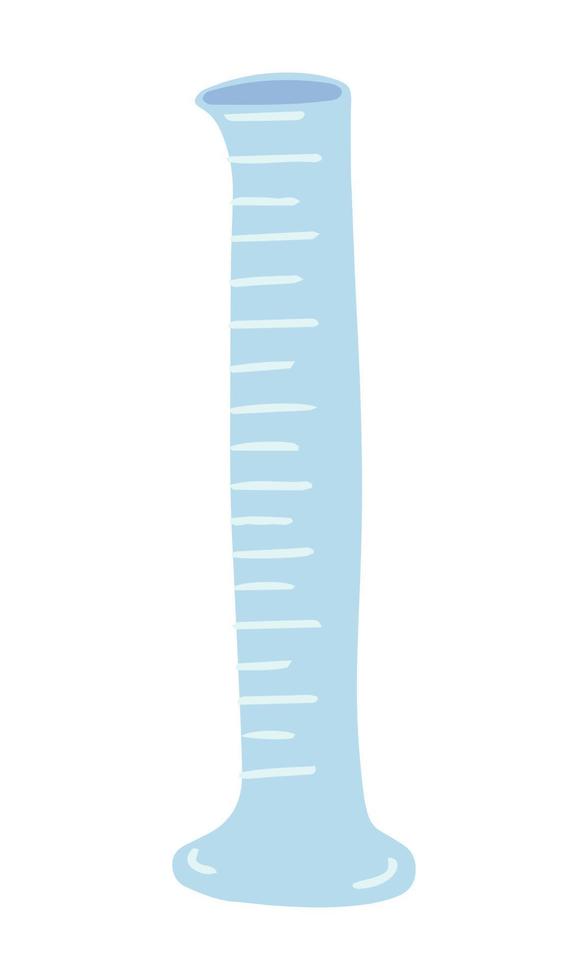Vector hand drawn glass beaker illustration. Flat glass tube clip art