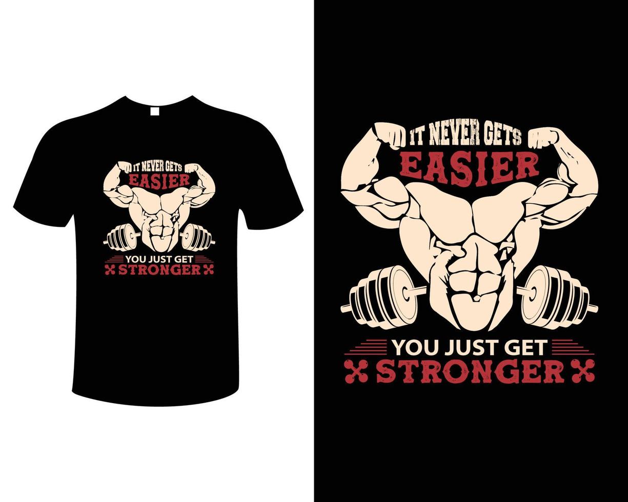 Gym t-shirt vector design template. Workout motivational typography. Exercise, athletic, training tee with skull and dumbbell. For sticker, label.