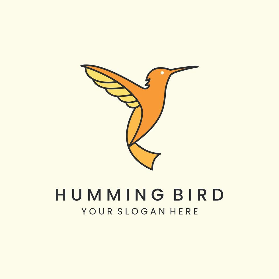 humming bird with flat color style logo vector icon design template illustration