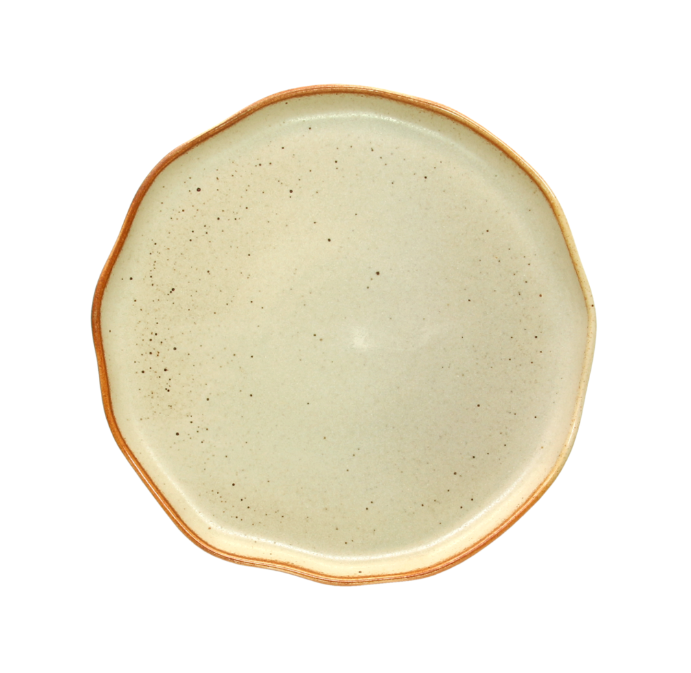 Empty porcelain, top view ceramic plate on transparent background png