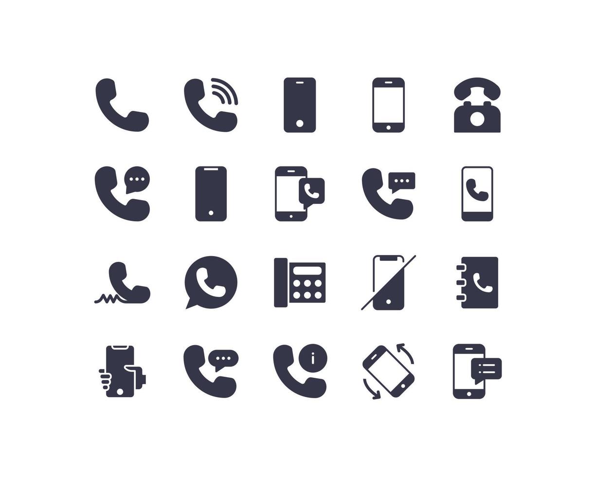 conjunto de ilustraciones de vectores de logotipo de símbolo de signo de icono de teléfono