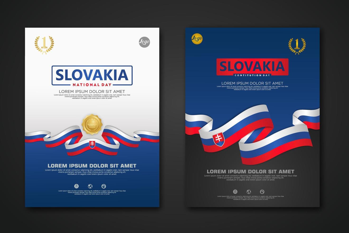Set poster design Slovakia Constitution Day background template vector