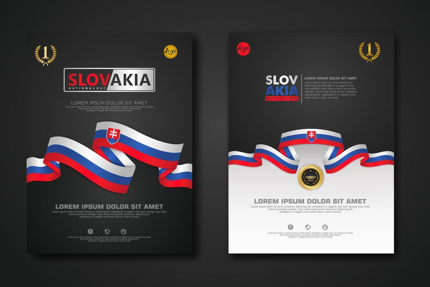 Set poster design Slovakia Constitution Day background template vector