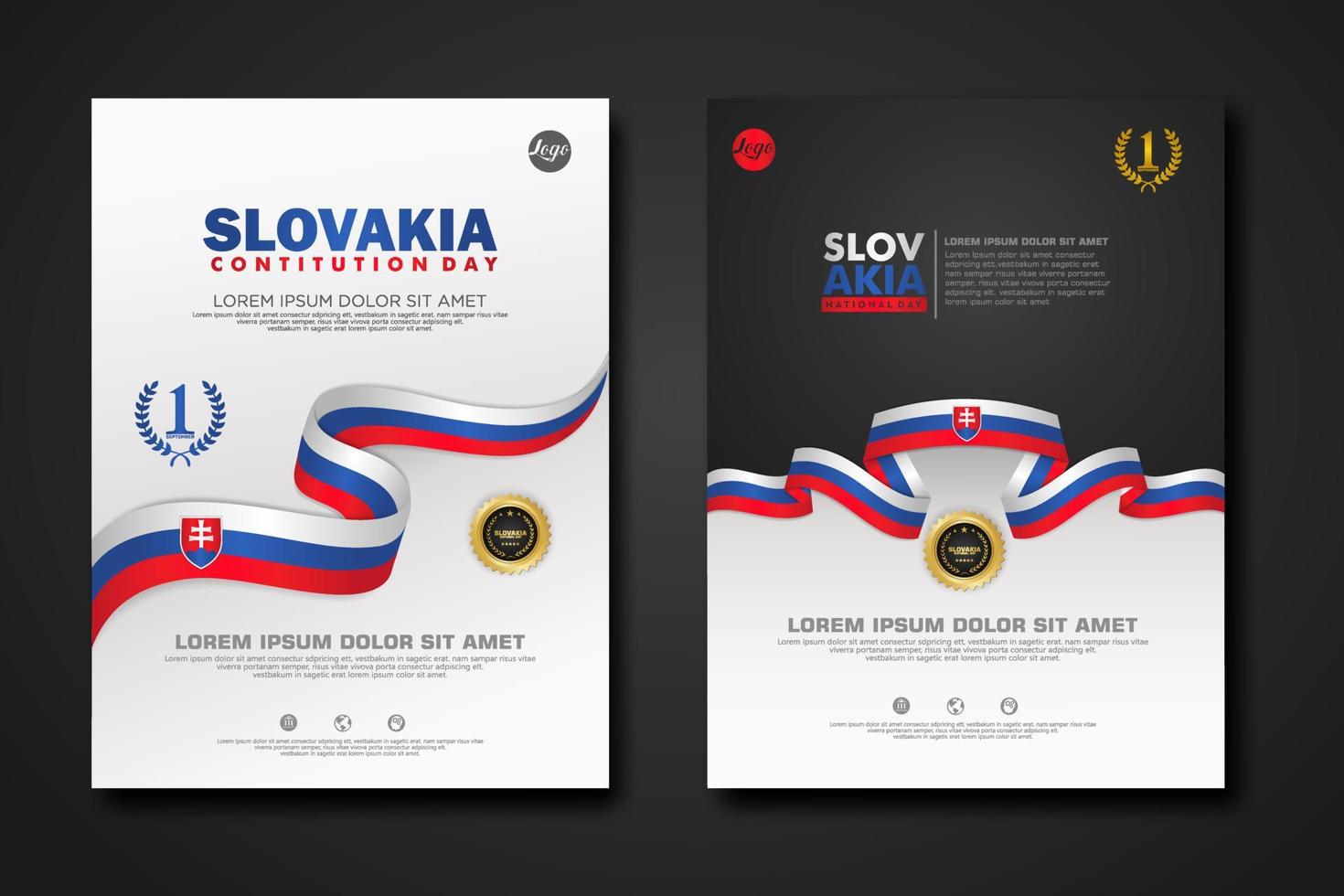 Set poster design Slovakia Constitution Day background template vector