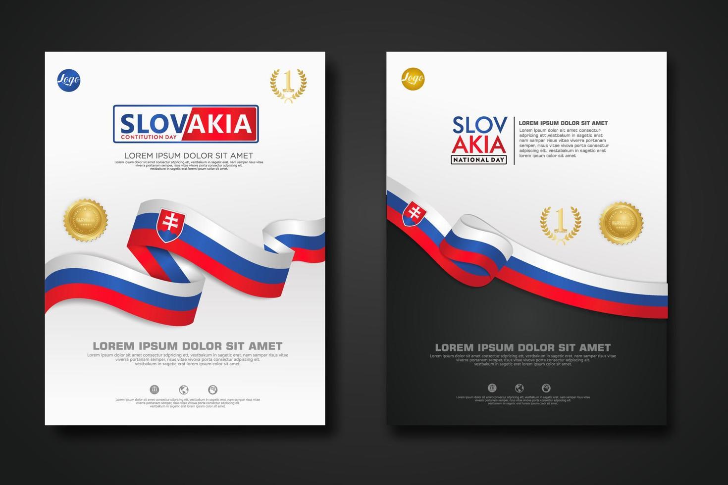 Set poster design Slovakia Constitution Day background template vector
