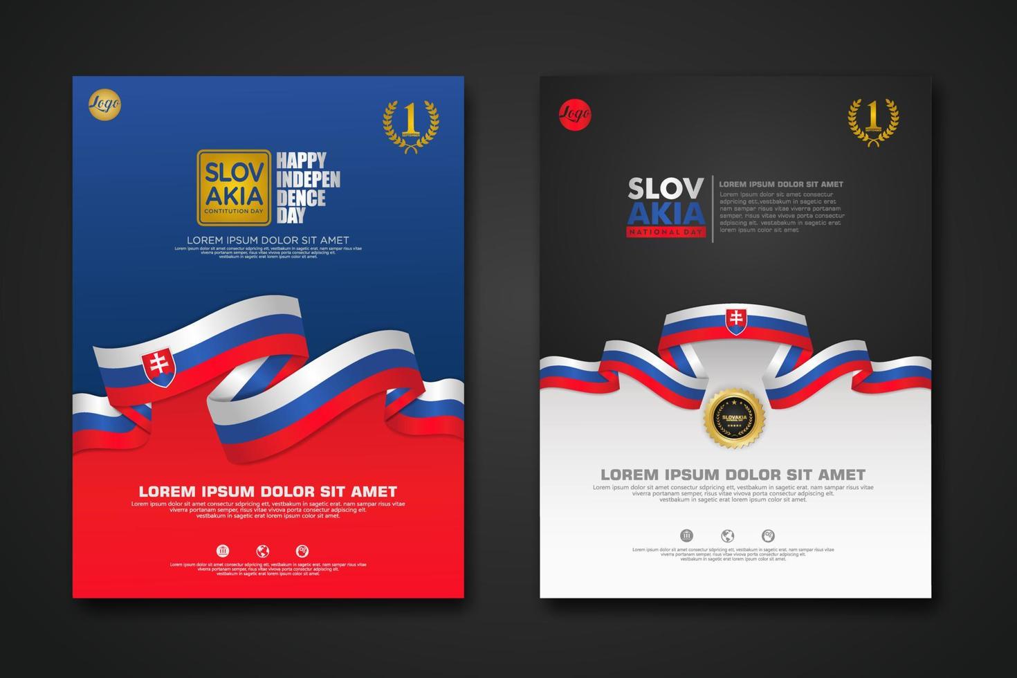 Set poster design Slovakia Constitution Day background template vector