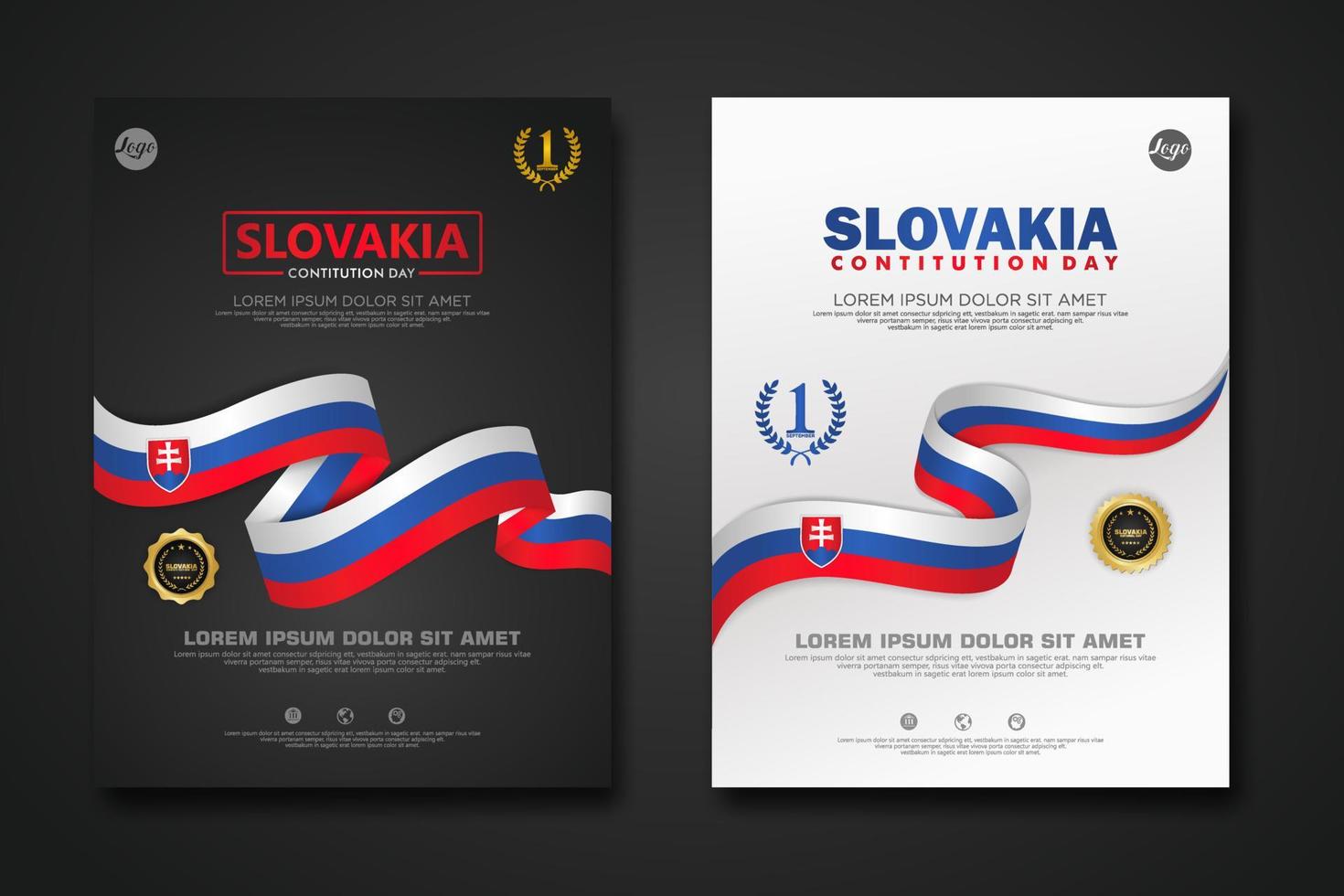 establecer diseño de póster plantilla de fondo del día de la constitución de eslovaquia vector