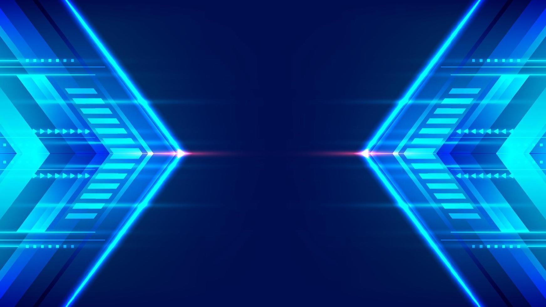 Abstract modern technology futuristic concept high speed movement blue arrows geometric stripe lines with lighting effect on dark background vector