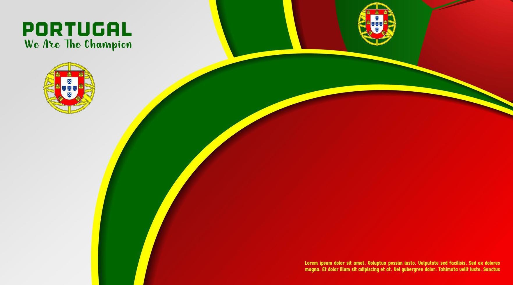 vector background Portugal flag with ball soccer , social media template, perfect color combination