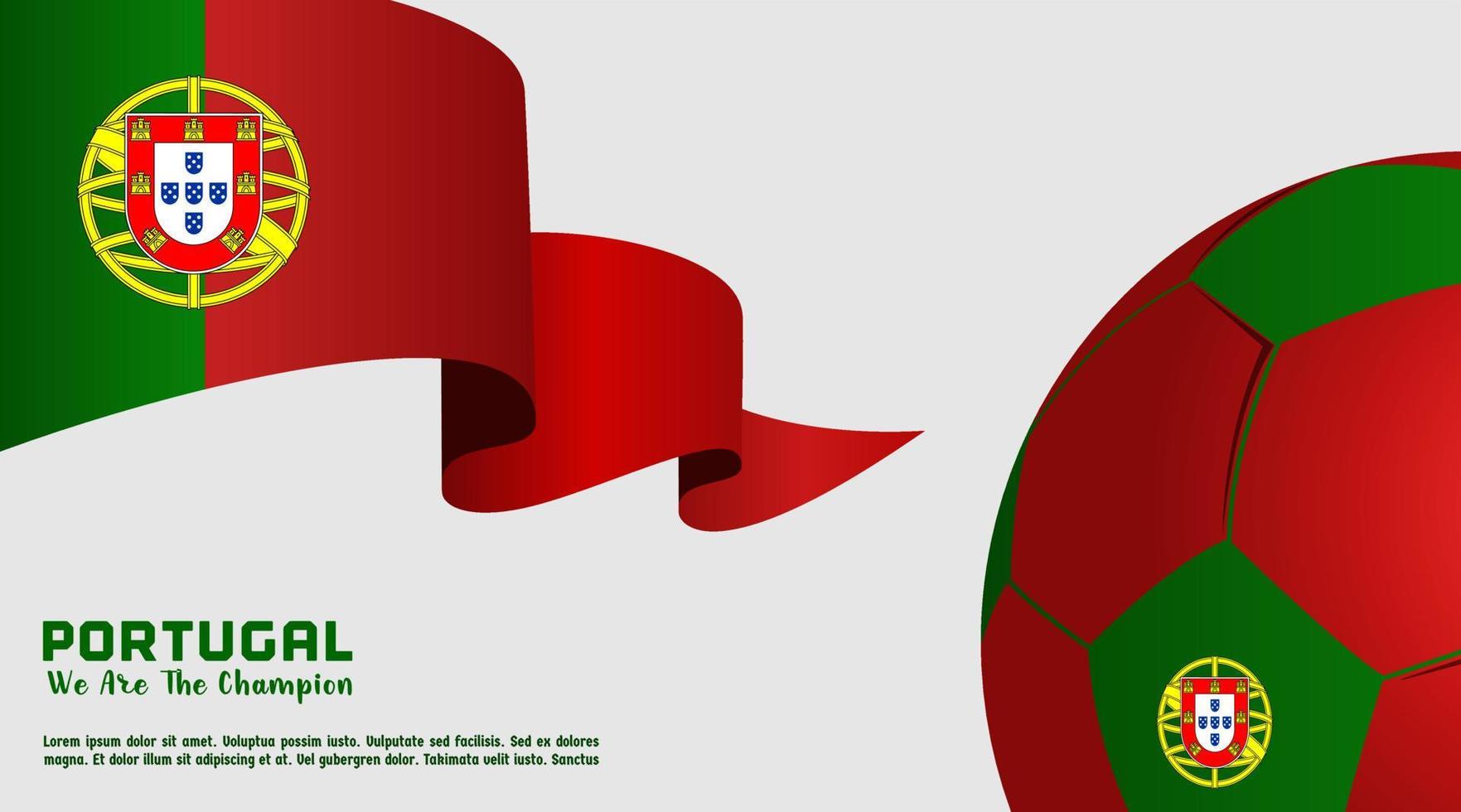 vector background Portugal flag with ball soccer , social media template, perfect color combination