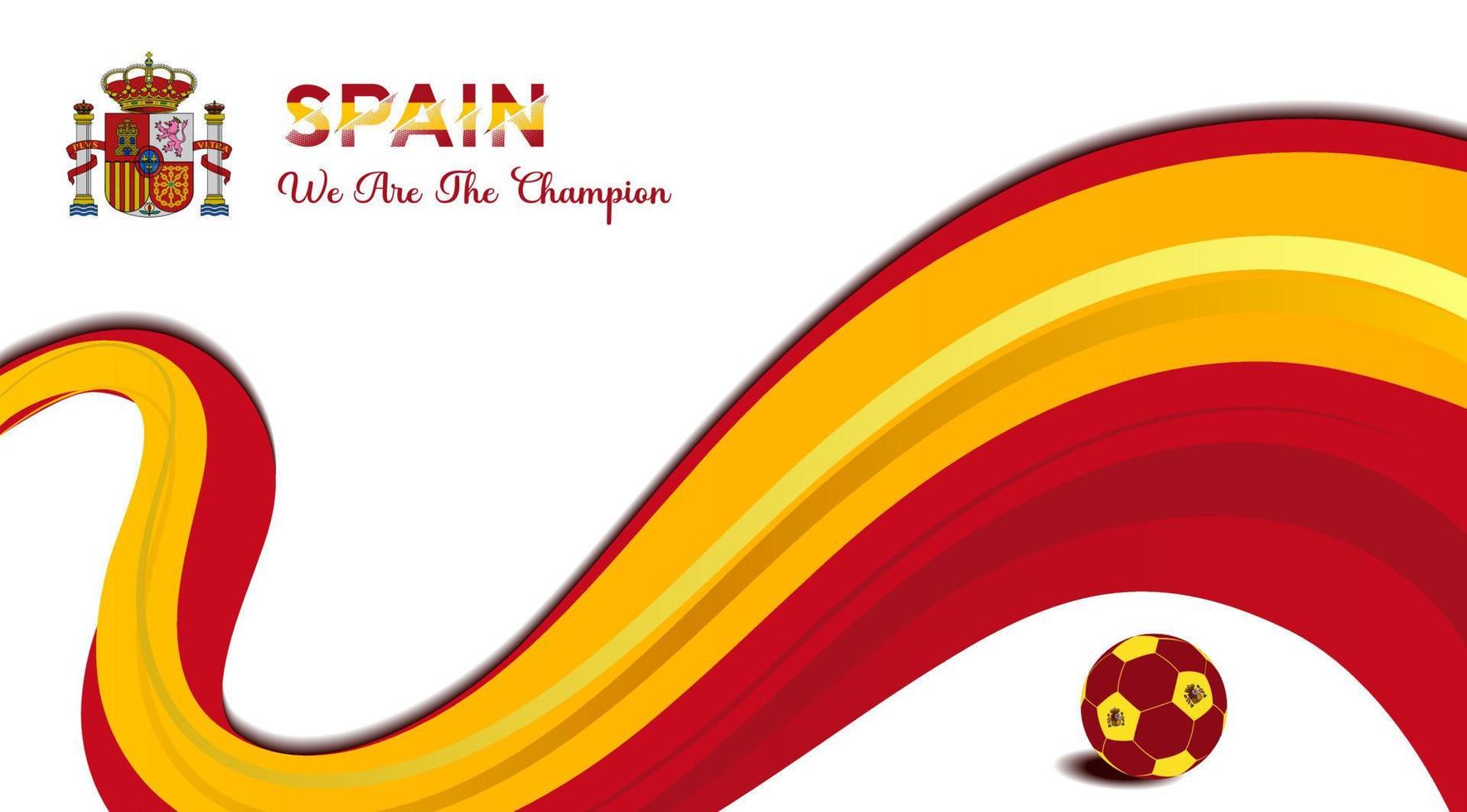 fondo vectorial bandera española con balón de fútbol, ilustración vectorial y texto, combinación de colores perfecta vector