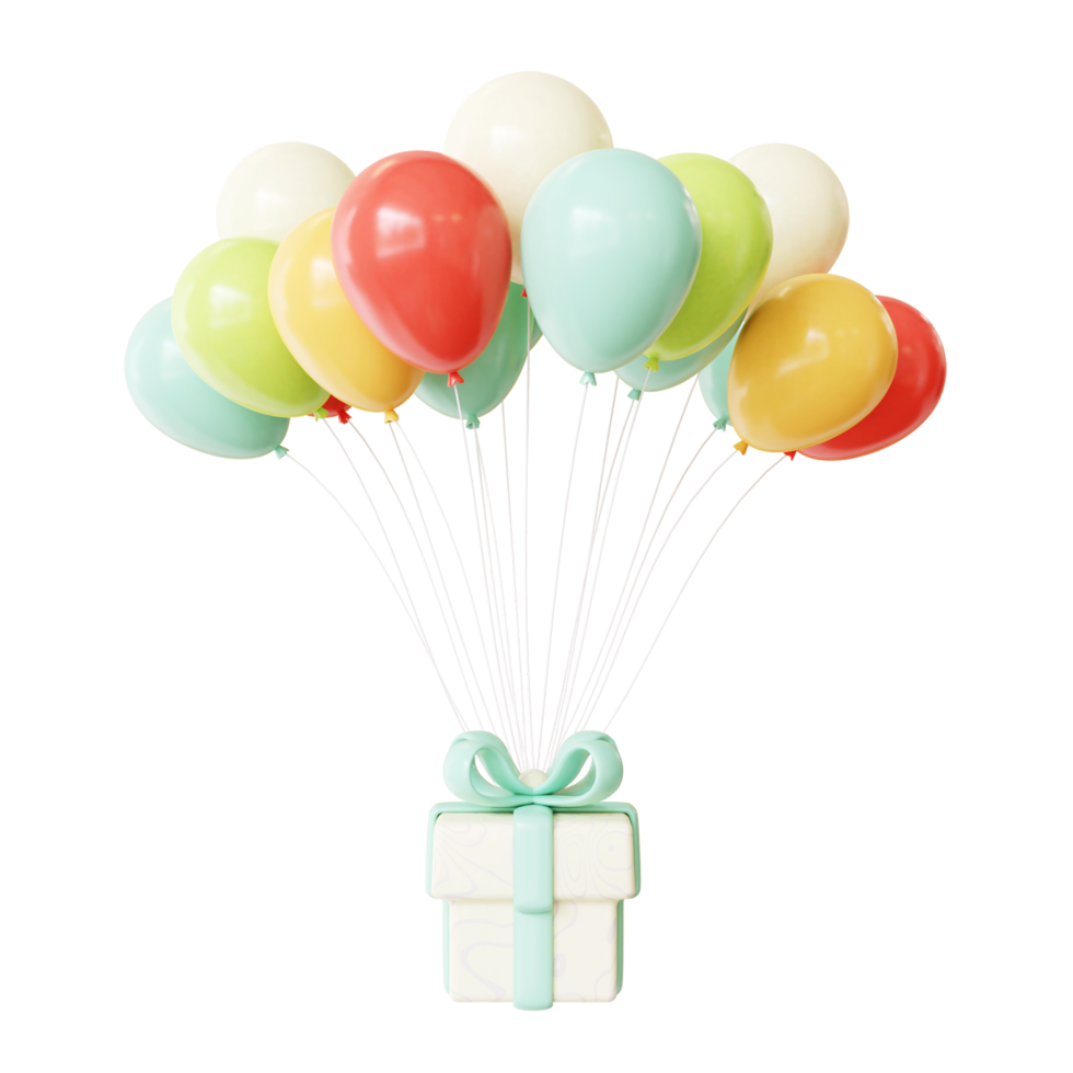 3D Birthday Color Balloon and Gift box png