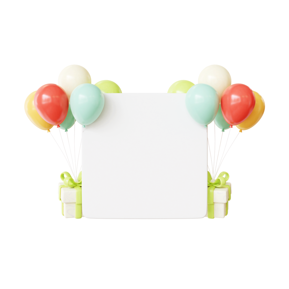 3D Birthday Color Balloon Frame png