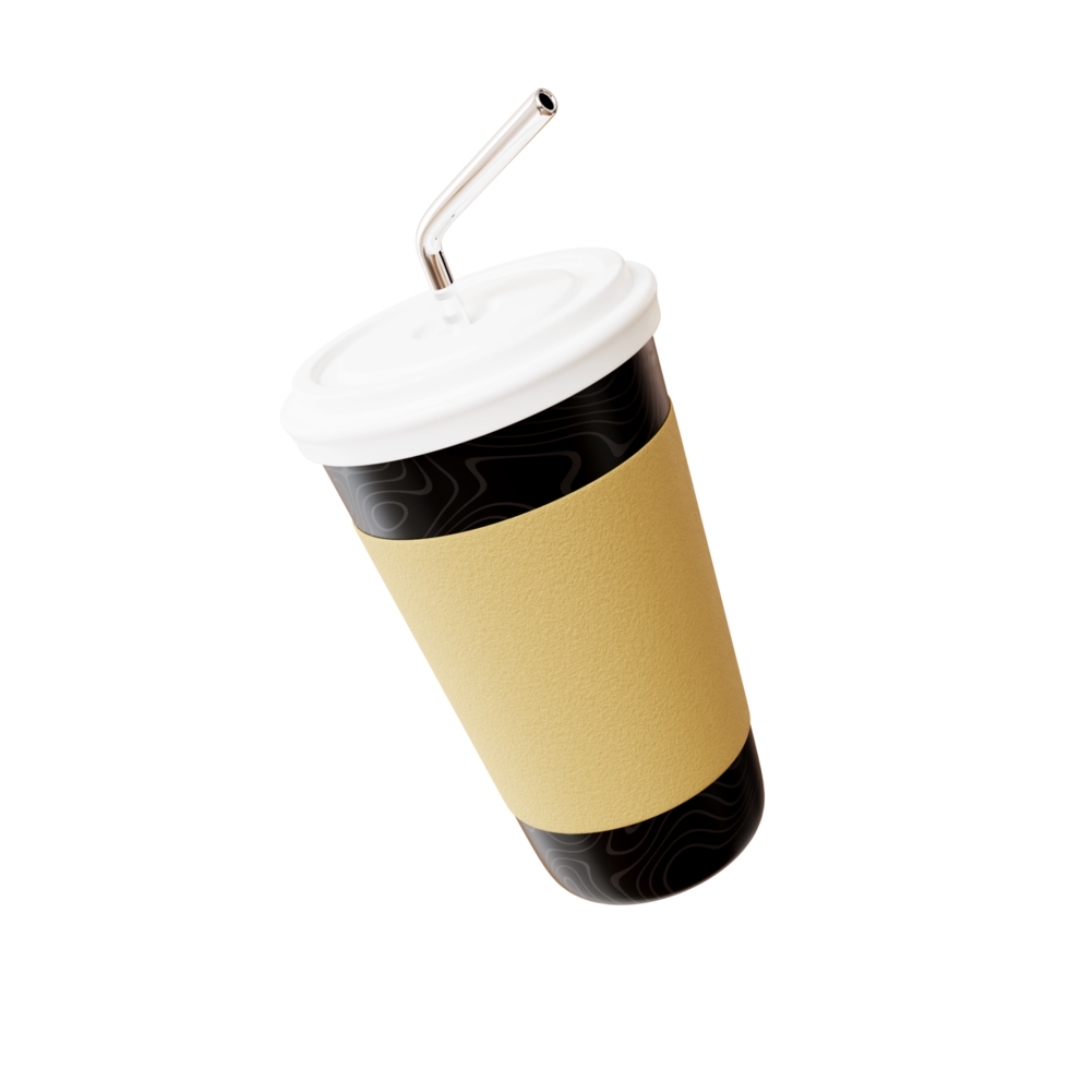 Fast food cola drink cup and drinking straw png