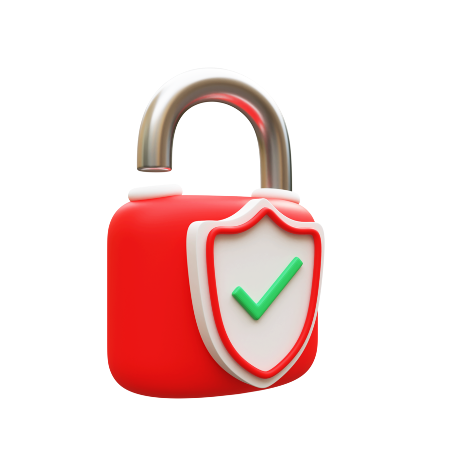 3d security padlock png